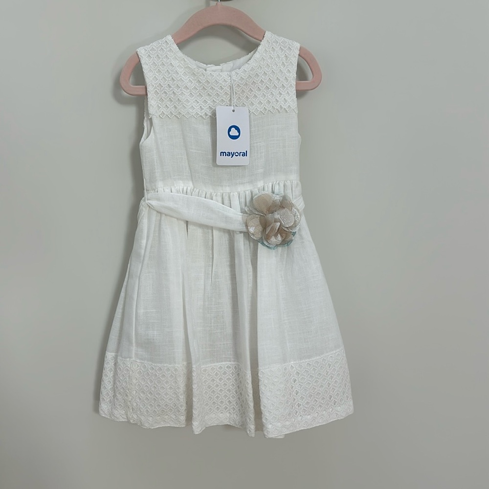 Mayoral Guipure Dress Girls Dress - off-white, new with tags